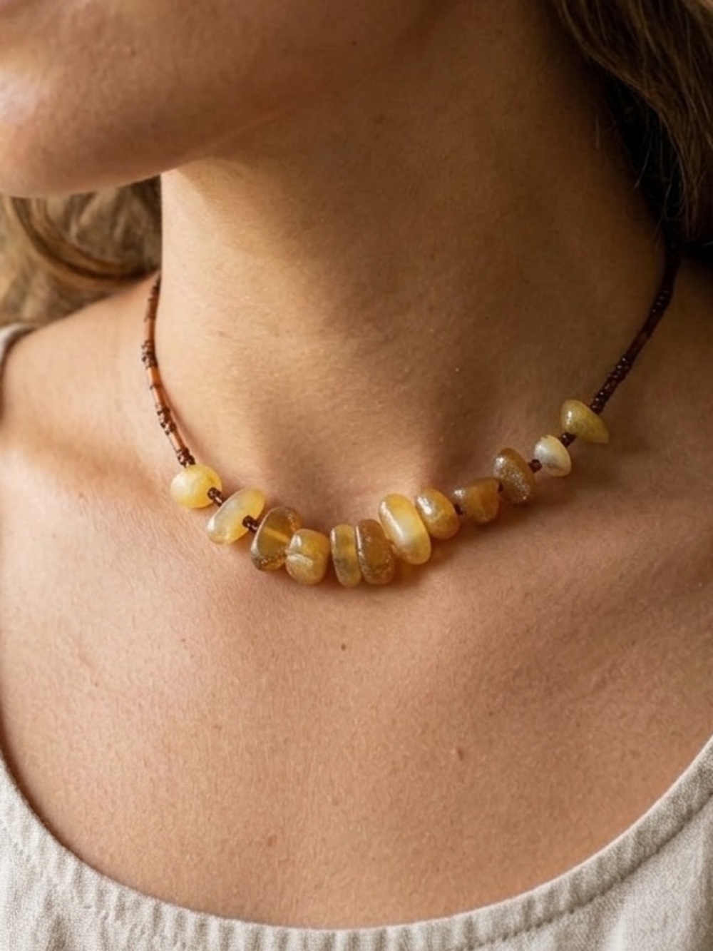 Citrine Beaded Necklace